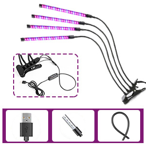 4 LED augalų augimo lempą su USB