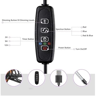 4 LED augalų augimo lempą su USB