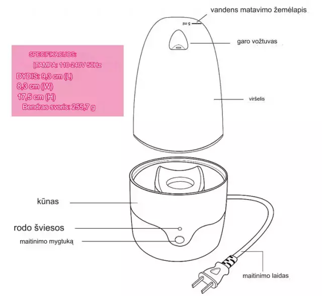 Menstruacinių taurelių garinis sterilizatorius